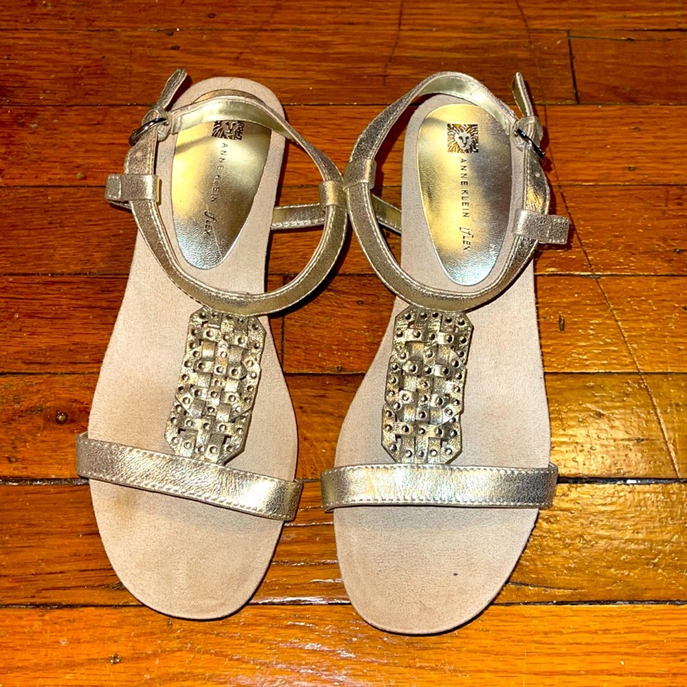 Gold wedge sandals